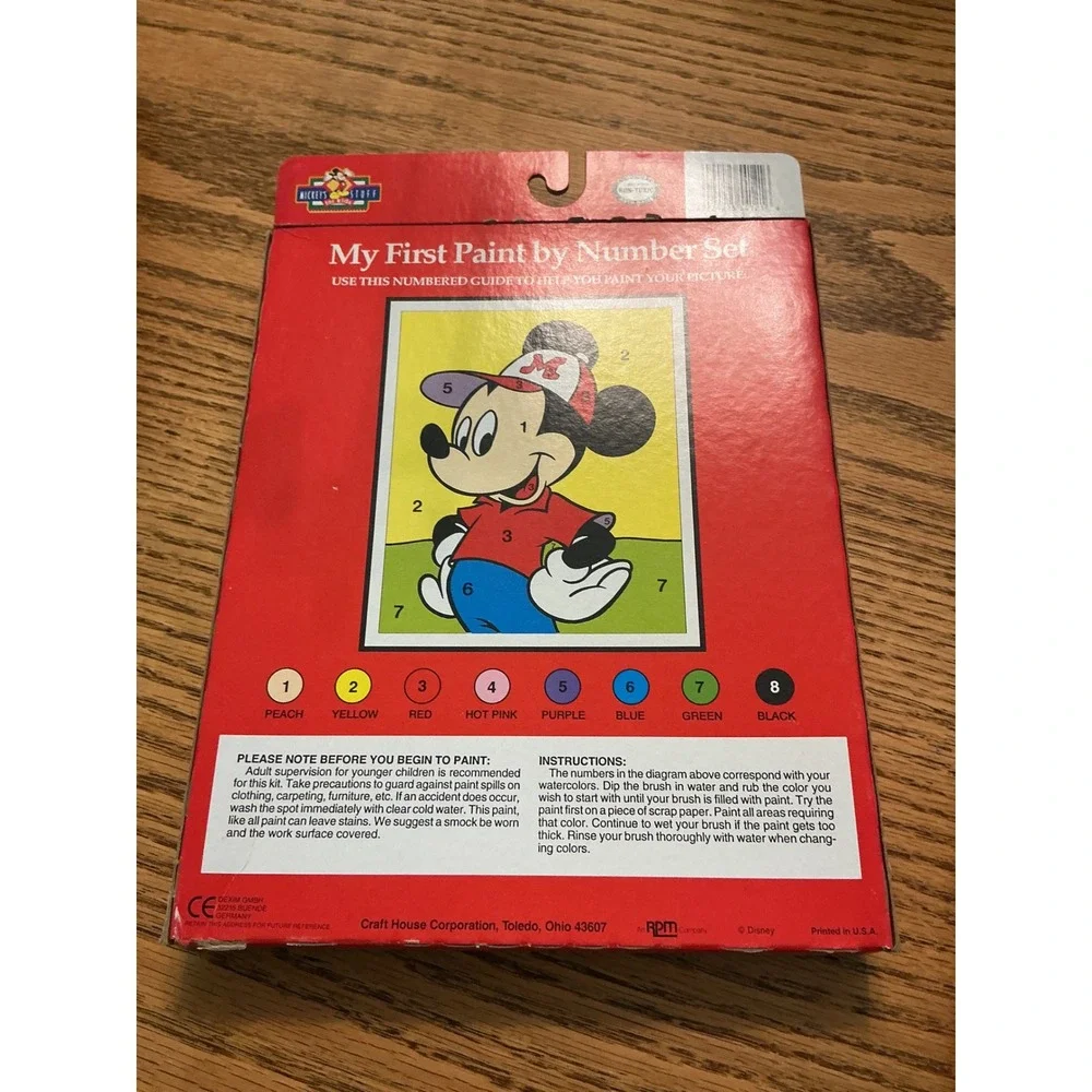 Vintage Mickey Mouse Paint by Number Set Craft House Disney My First Kit 54121